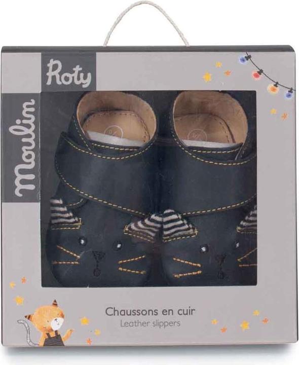 Produktbild Moulin Roty Lederschühchen schwarze Katze 6/12 Monate, Les Moustaches (12)
