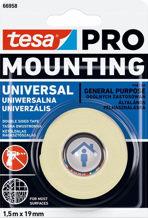 Immagine prodotto tesa Nastro di montaggio Pro Universal 1,5 m x 19 mm (19 mm)