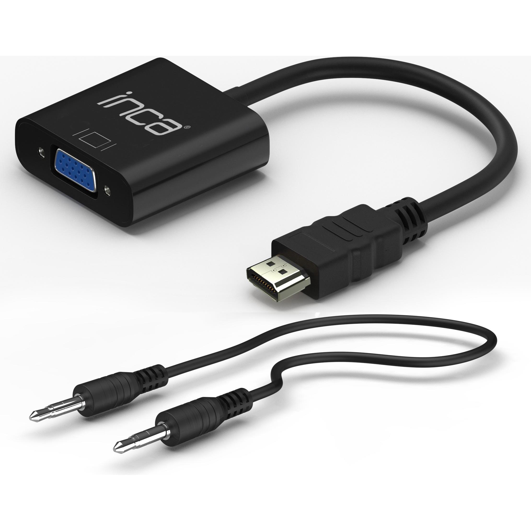 Inca Adapter IHTV-7TS HDMI > VGA St. + USB Audio, 1080P, SW retail (HDMI, USB), Data + Video Adapter, Schwarz