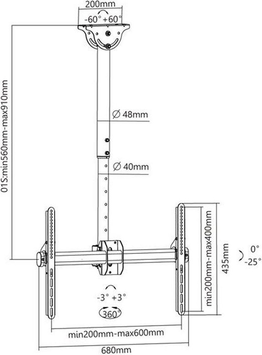 Actual product image Xantron DEHA-946S (Ceiling, 70", 50 kg)