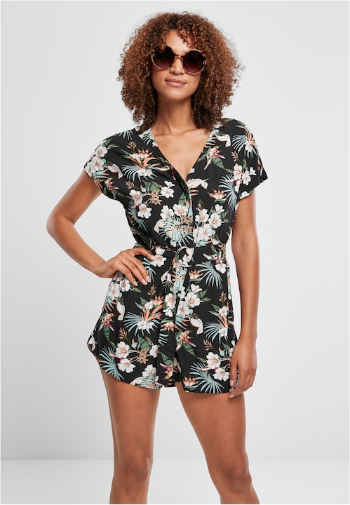 Actual product image Urban Classics Ladies Short Viscose Belt Jumpsuit (S)