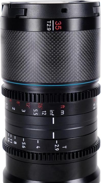Actual product image Sirui Saturn 35mm T2.9 1.6x anamorphic carbon full-frame lens Fuji X-Mount X35N (Fujifilm X, full size)