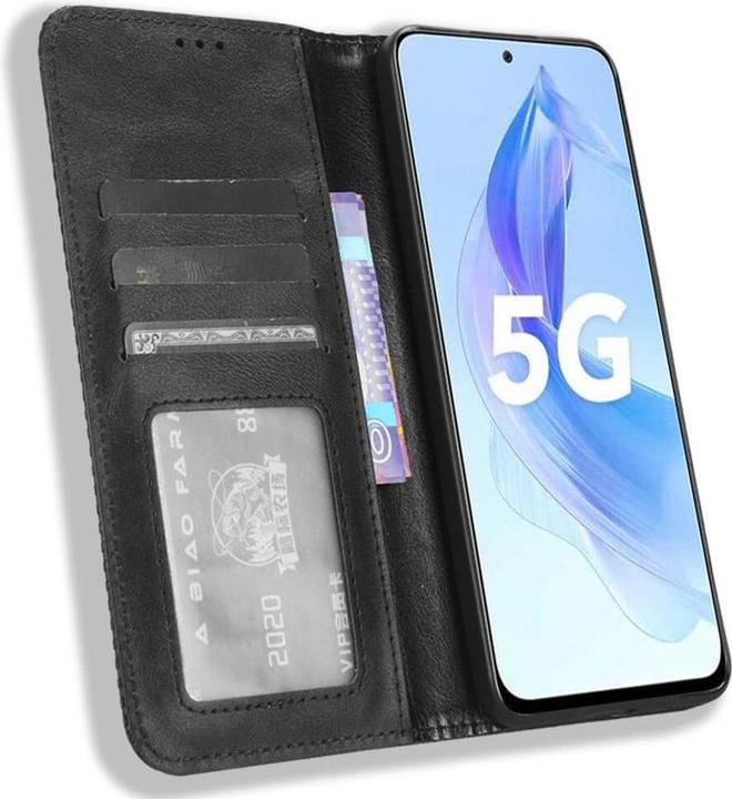 Produktbild Cover-Discount Honor 90 Lite - Vintage Flip Case Hülle schwarz (Honor 90 Lite)