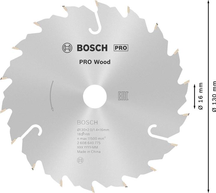 Actual product image Bosch Professional Zubehör PRO Wood circular saw blade, 130 x 2 x 16 mm
