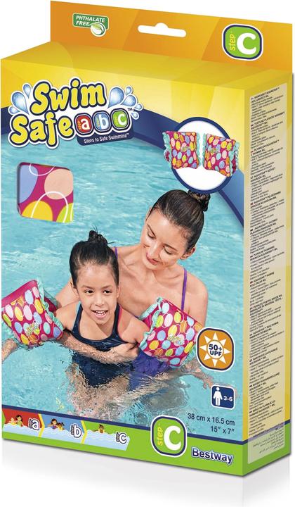 Actual product image Bestway Swim Safe ABC AquaStar Fabric Inflatable Wristband Floaties M/L, Swim armbands, Boy/Girl, Fabr