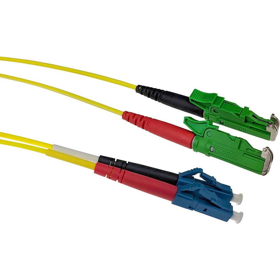 ACT 2 meter LSZH Singlemode 9/125 OS2 fiber patch cable duplex with E2000/APC and LC/UPC connectors (2 m), Netzwerkkabel