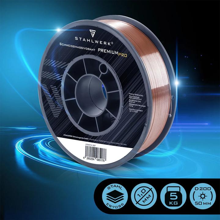 Produktbild Stahlwerk Schweissdraht MIG MAG ER70S-6 SG2 Ø 1,0 mm S200/D200 Drahtrolle 5 kg