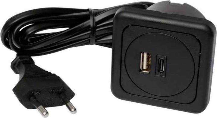 Produktbild interBär Doppel-Usb-A/C Ladesteckdose, Schwarz