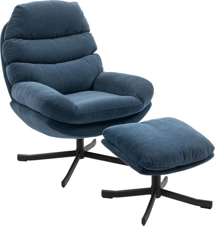 Immagine prodotto Homcom Relaxsessel mit Hocker Polyester, Stahl Blau