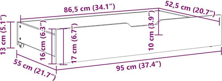 Image du produit vidaXL Bettschublade (95 x 55 x 16 cm)