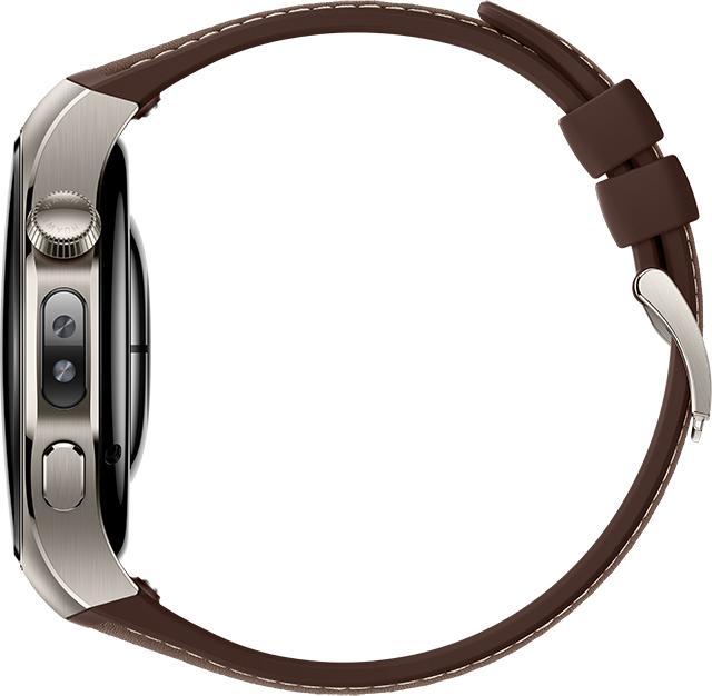 Image du produit Huawei Montres intelligentes Watch 5 (46mm), bracelet classique en Fluorelastomère marron, corps en métal, (46 mm)