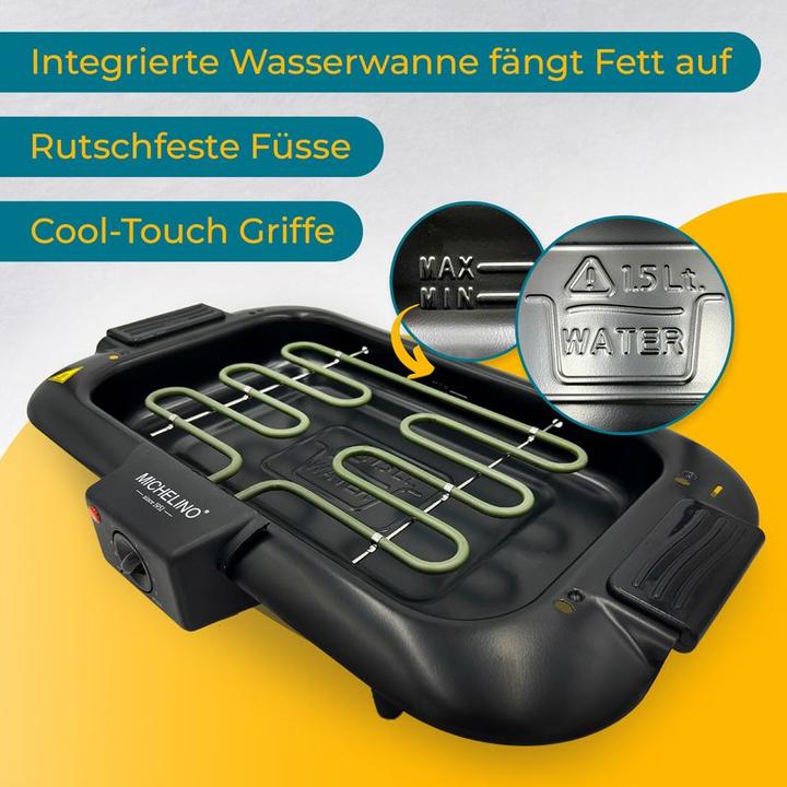 Produktbild Michelino Tischgrill Elektrogrill BBQ-Grill Grillplatte Tischbräter (2 kW)