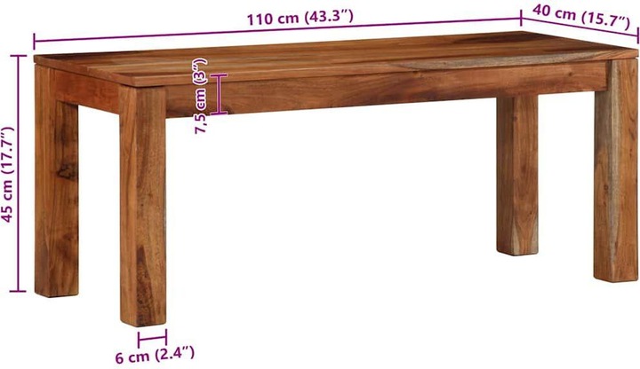 Productafbeelding VidaXL Bank 110 cm Massivholz Akazie (110 cm)