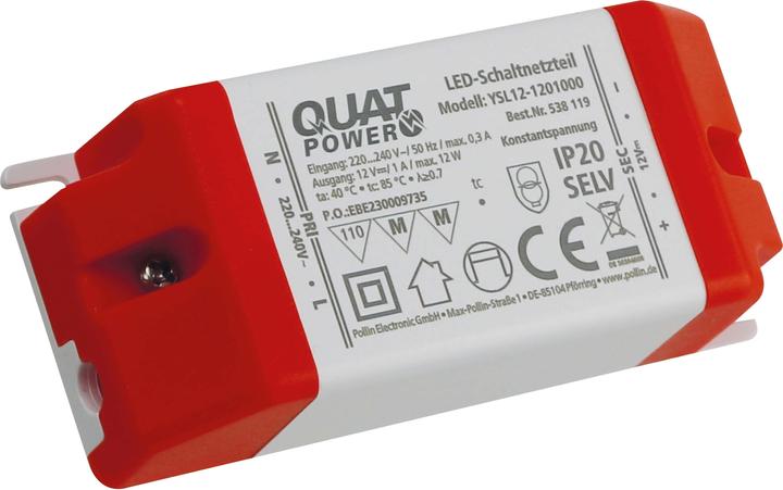 Produktbild QuatPower LED-Schaltnetzteil YSL12-1201000, 12 V-, 12 W