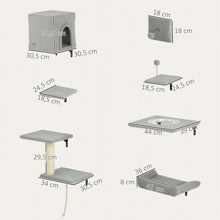 Produktbild PawHut Kletterwand Set (Grau+Cremeweiss)
