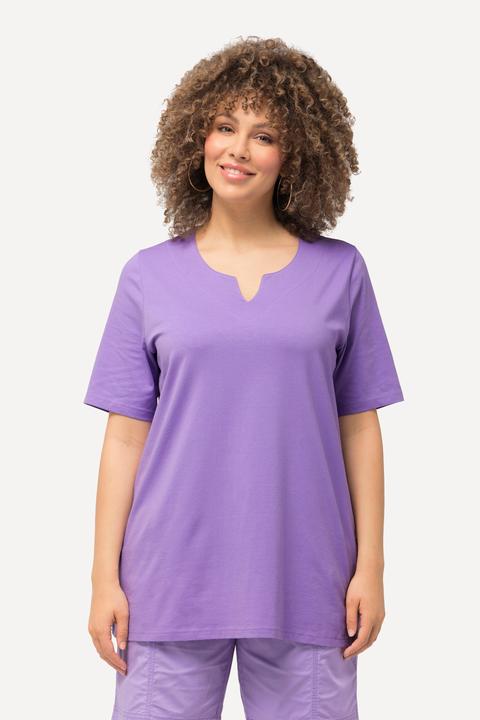 Immagine prodotto Ulla Popken T-shirt dal taglio svasato con scollo a tunica e mezze maniche (42, 44)