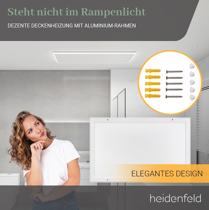 Produktbild Heidenfeld Infrarot Deckenheizung mit Licht 390-800 Watt Infrarotheizung LED (800 Watt Warmweiss) (800 W)