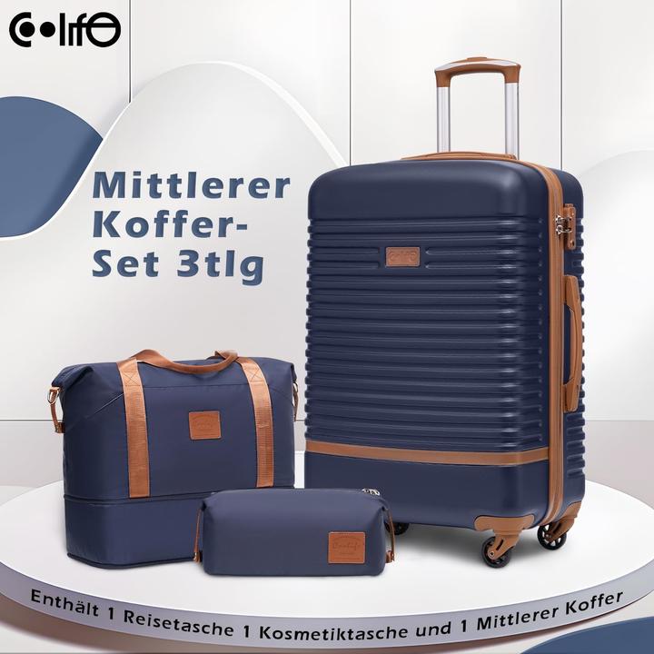Immagine prodotto Coolife Mittleres Hartschalen-Kofferset mit TSA-Schloss (60 l, M (50 - 90l))