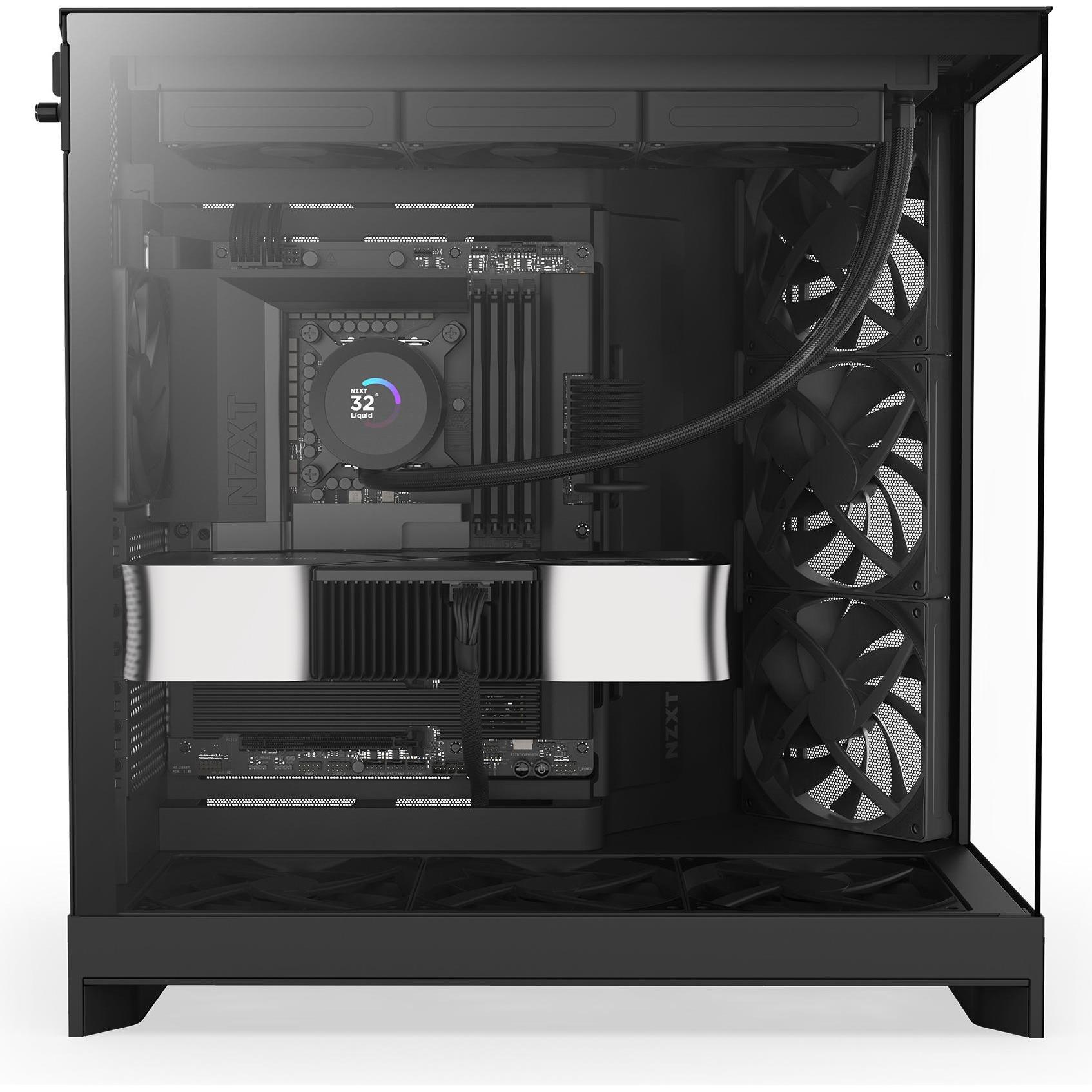 NZXT H9 Flow (ATX, mATX, Mini-ITX, E-ATX), PC Gehäuse, Schwarz