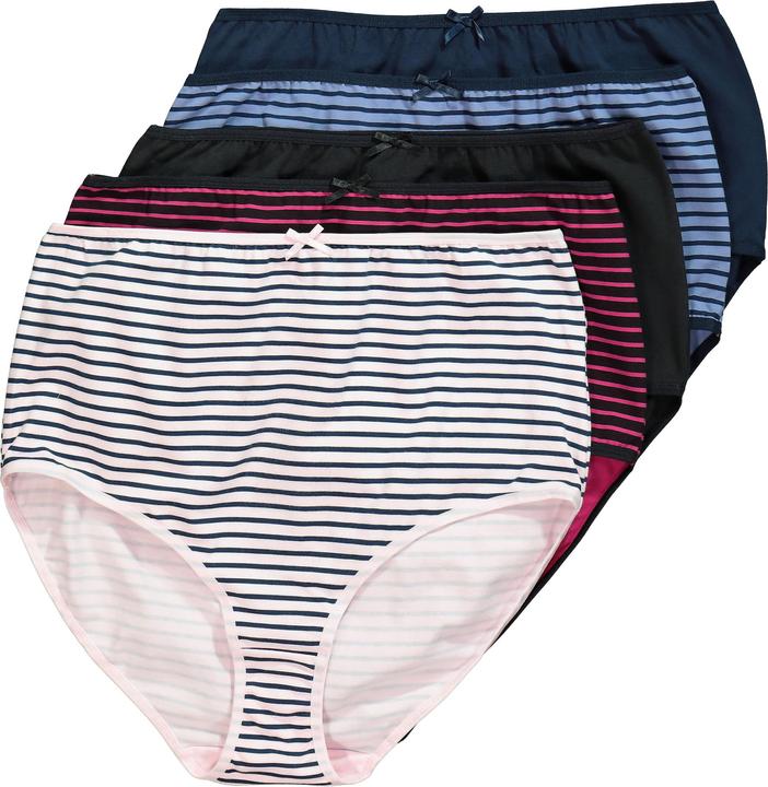 Produktbild Ulla Popken Maxislips, 5er-Pack, Ringel / einfarbig, High Waist (46, 48)
