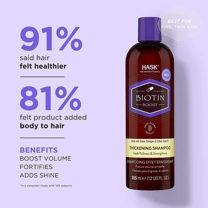 Actual product image Hask BIOTIN BOOST thickening shampoo 355 ml (355 ml, Liquid shampoo)
