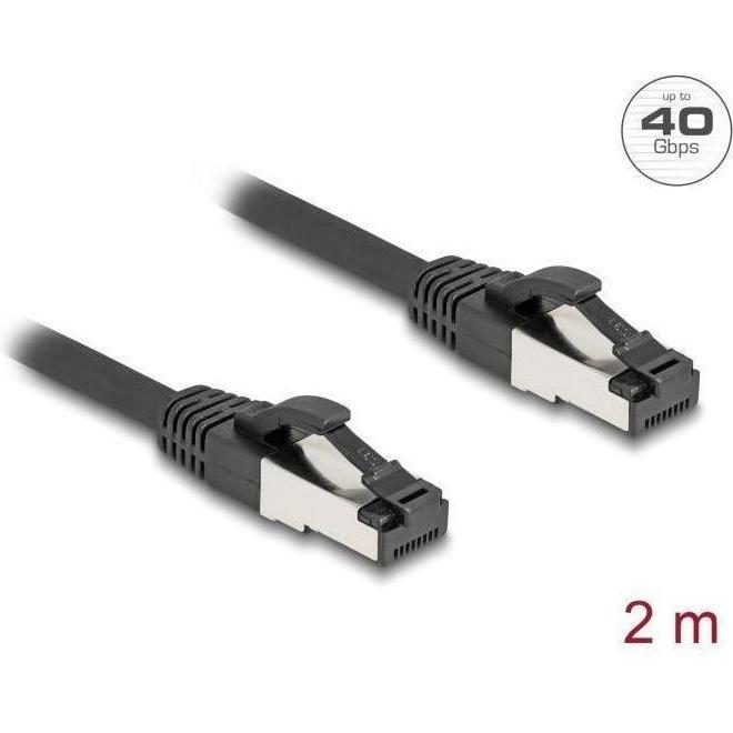 Delock 80572 Cat.8.1 Patchkabel S/FTP 2m schwarz (80572) (S/FTP, CAT8.1, 2 m), Netzwerkkabel