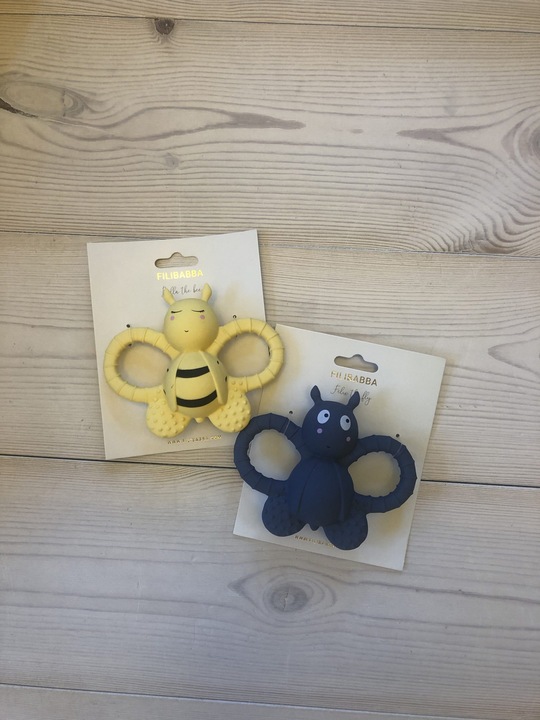 Actual product image Filibabba Teething ring - Felix the fly natural rubber - Muddly Blue