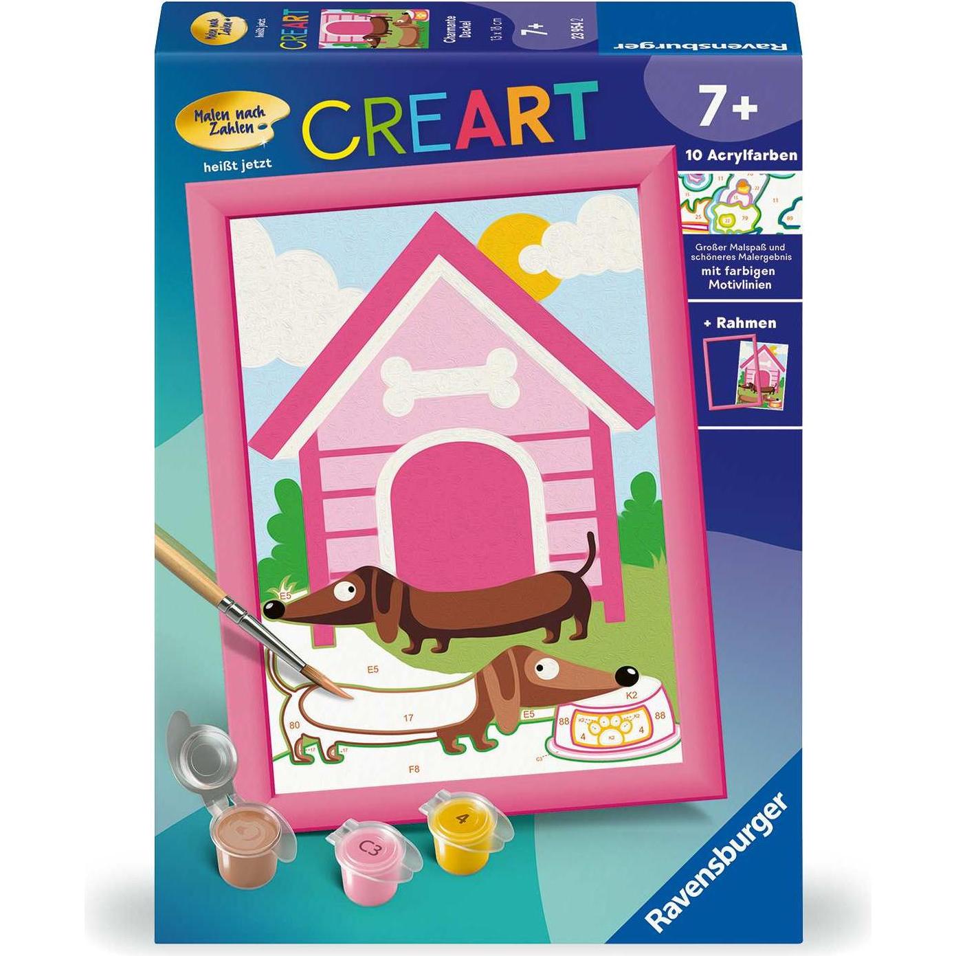 Ravensburger CreArt - Malen nach Zahlen 23954 - Charmante Dackel - Kinder ab 7 Jahren
