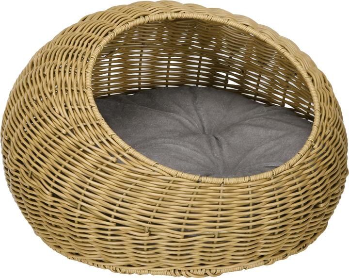 Produktbild PawHut Rattan Katzenkorb PE-Rattan, Polyester Braun (Katze)
