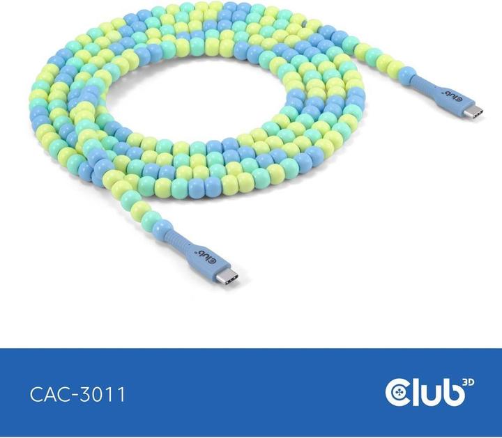 Actual product image Club 3D Club3D Lifestyle USB-C Perlen-Kabel PD60W (2 m, USB 2.0, 60 W)