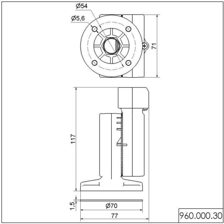 Actual product image Werma Foldaway base,black,50mm
