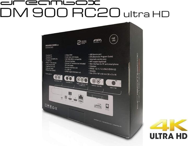 Actual product image Dreambox Drea DM900 RC20 (8 GB, 2x DVB-S2X, DVB-C/T2, CI+ slot, CI Shaft)