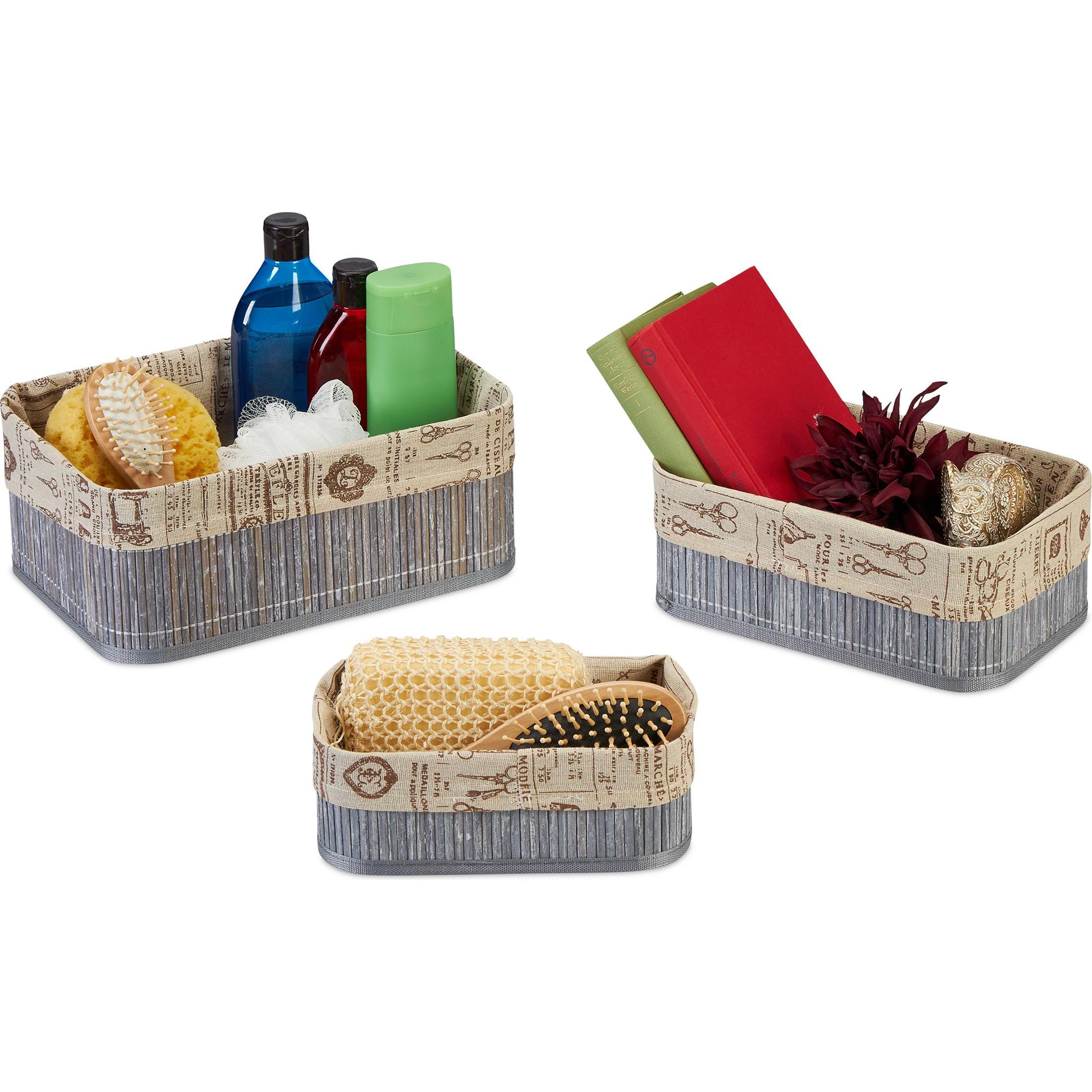 Relaxdays, Aufbewahrungskorb, 3x Aufbewahrungskorb (3 x, 30 x 20 x 12 cm)