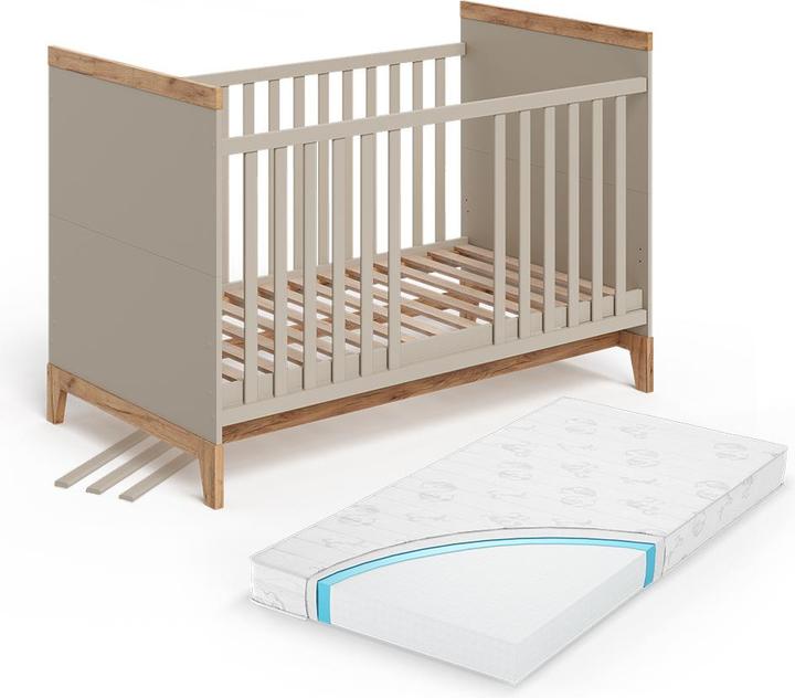 VitaliSpa Babybett Malia, Cashmere/Artisan, 70x140 cm mit Matratze (70 x 140 cm)