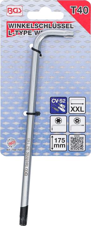 Image du produit BGS Clé allen extra longues profil T (pour Torx) avec/sans perçage T40 (Section en T)