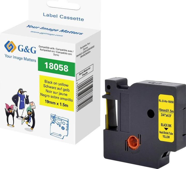 Image du produit G&G Schriftband Polyolefin Bandfarbe: Gelb Schriftfarbe: Schwarz 19 mm 1.5 m (1.90 cm, Jaune)