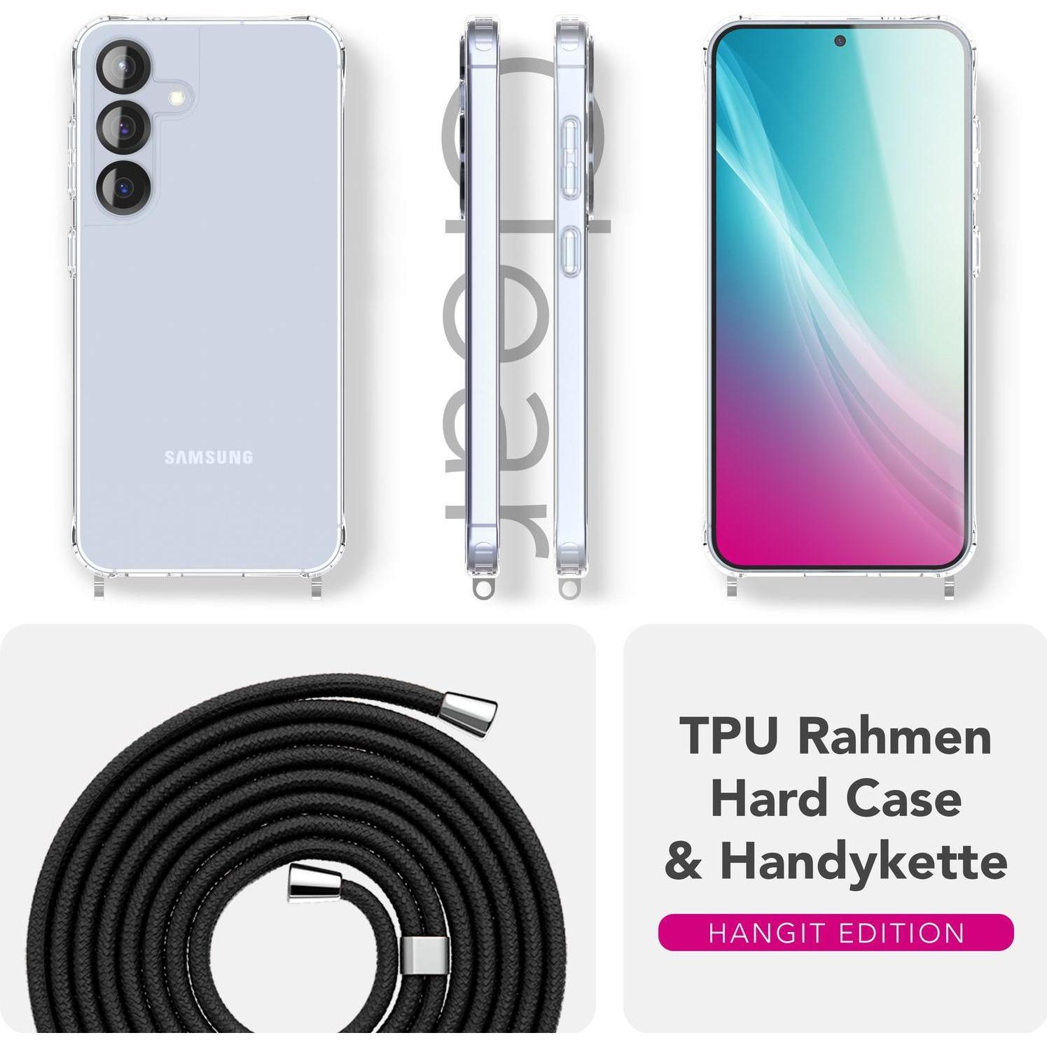 Thumbnail - Nalia Hangit - Klare Hülle mit Band zum Umhängen - Crossbody Lanyard Hardcover, Handykette, Schwarz