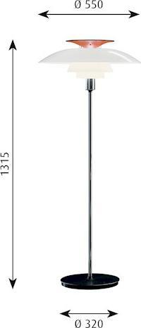 Actual product image Louis Poulsen PH 80 Floor lamp On/Off switch White Opal/Chrome Plated (E27)