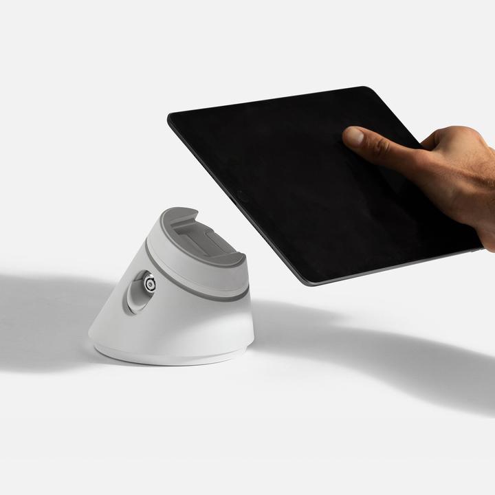 Actual product image Bouncepad CLICK Universal Tablet Table Stand rotatable, white