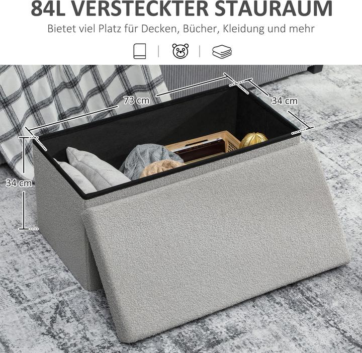 Image du produit Homcom Sitzbank Polyester, MDF Hellgrau (38 cm)