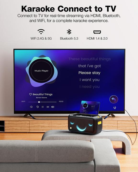 Immagine prodotto Ikarao Break X1 Karaoke-Maschine mit Bildschirm und Mikrofonen