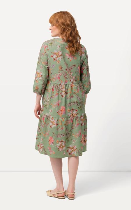 Produktbild Ulla Popken Tunikakleid, floraler Druck, V-Ausschnitt, 3/4-Arm (50, 52)