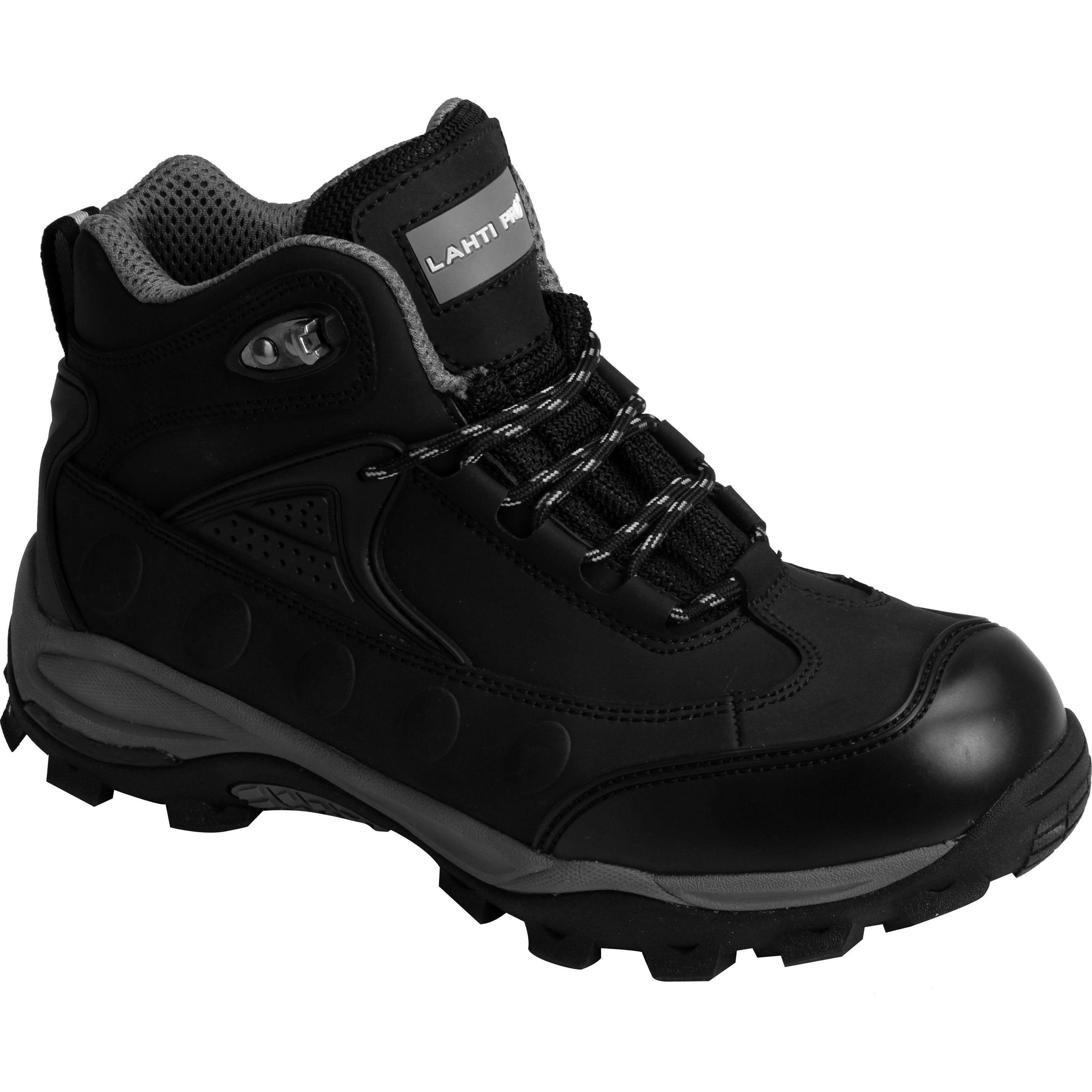 Lahti Pro, Sicherheitsschuhe, Black and gray nubuck shoes, sb src, "47", ce, lhti (47)