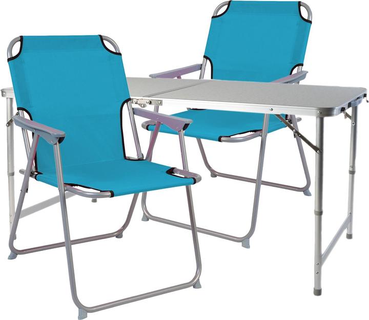 Inda-Exclusiv 3-piece camping furniture set aluminium 120x60x58/70cm Petrol