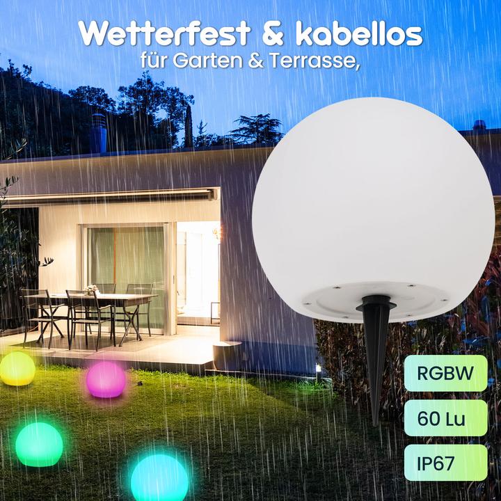 Actual product image Casativo LED illuminated globe with remote control, solar-powered, RGBW, 60 Lu, IP67, 20 cm (60 lm, IP67)