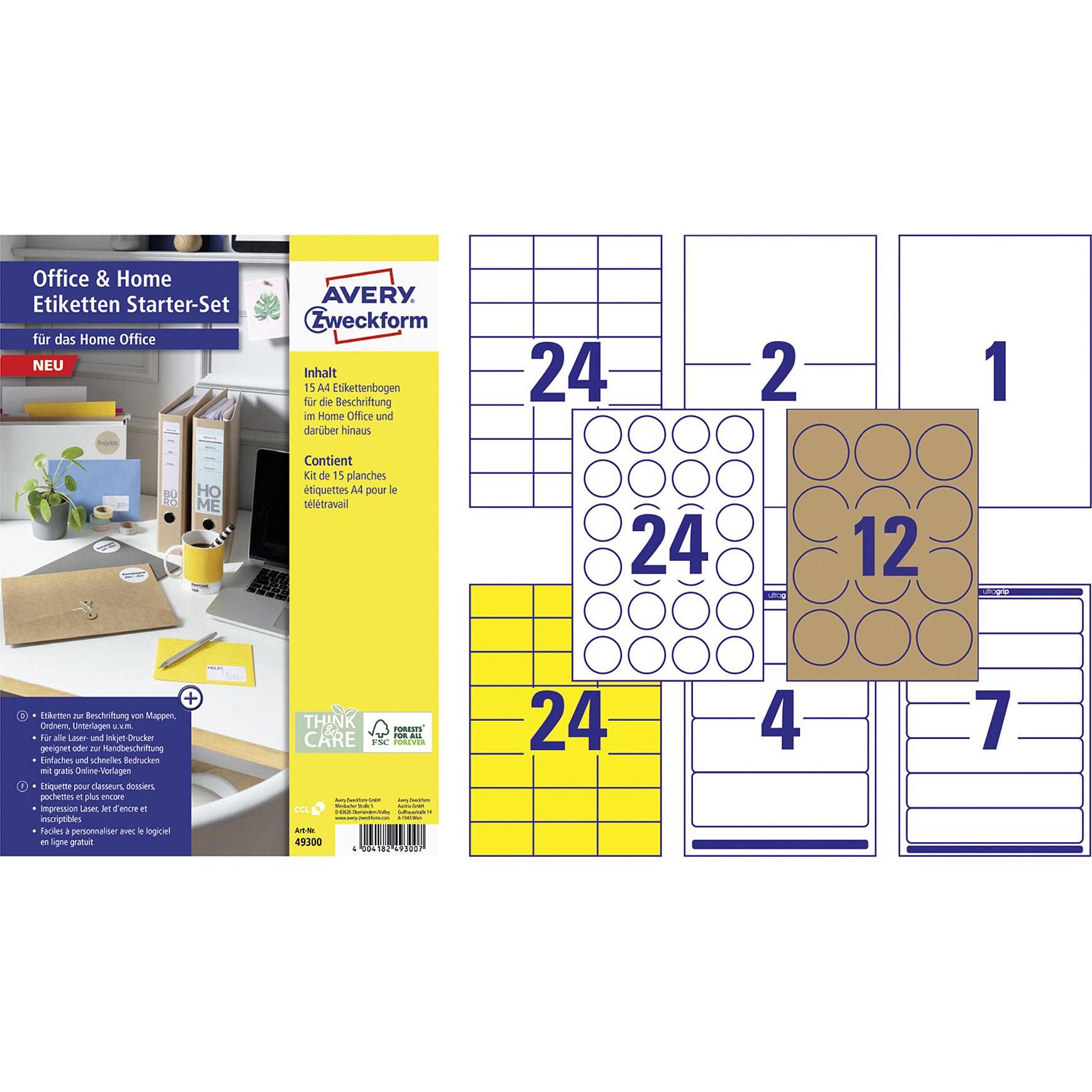 Avery, Sticker, Hinweis-Etiketten Set 210 x 297 mm, Anzahl Blatt: 15 Blatt