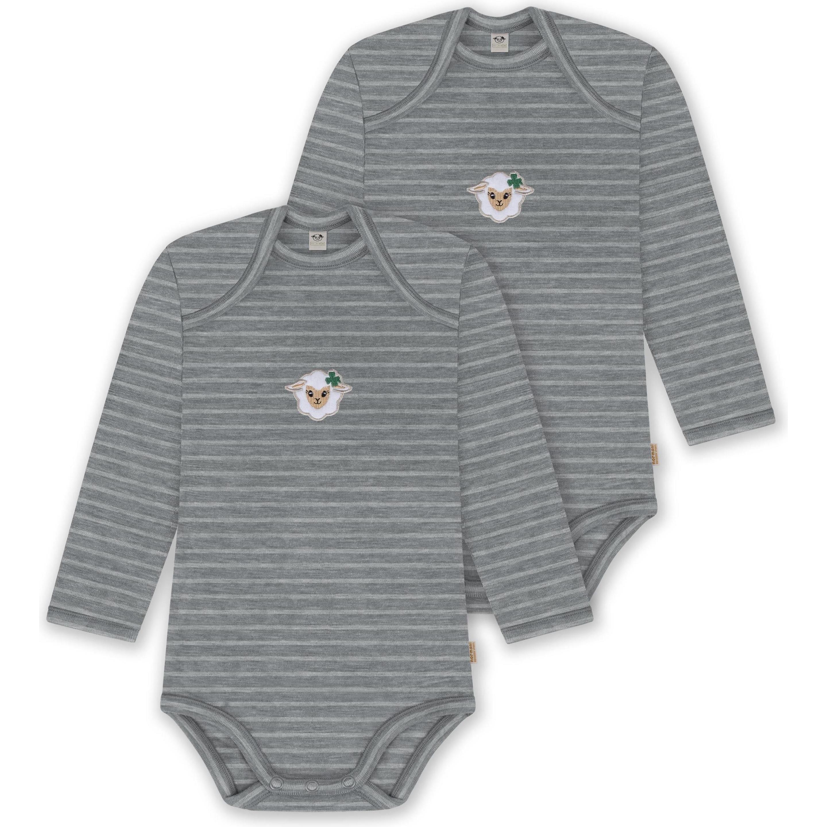 Thumbnail - Normani, Herren, Body, 2er Pack Baby Merino Body Langarm „Auckland" - 9377, Grau, (56)
