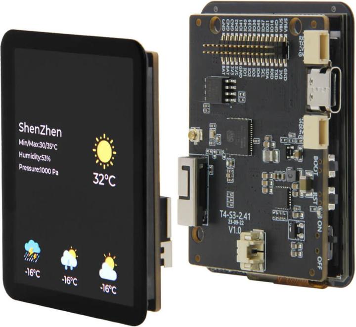 Actual product image Lilygo T4-S3 ESP32-S3 with 3.5 inch touch display