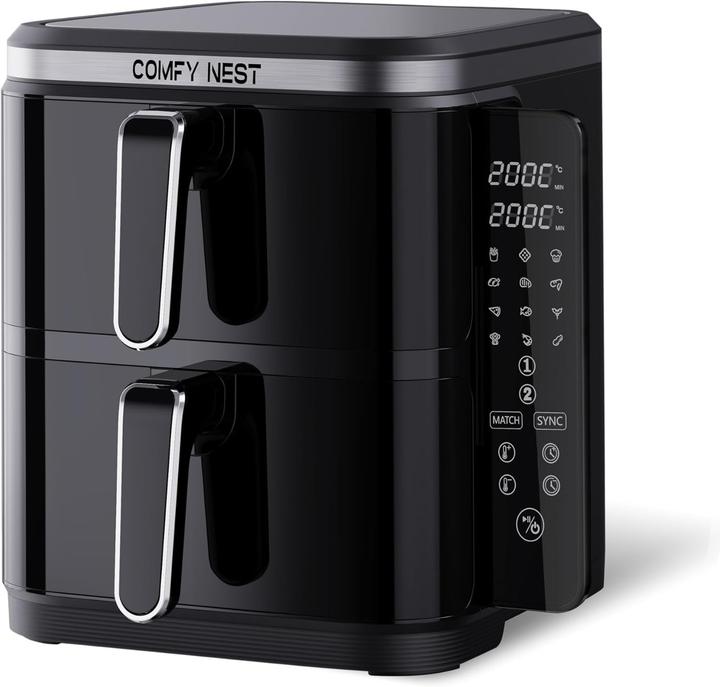 Image du produit Comfy Nest Friteuse à double panier avec écran tactile numérique et technologie Rapid Air