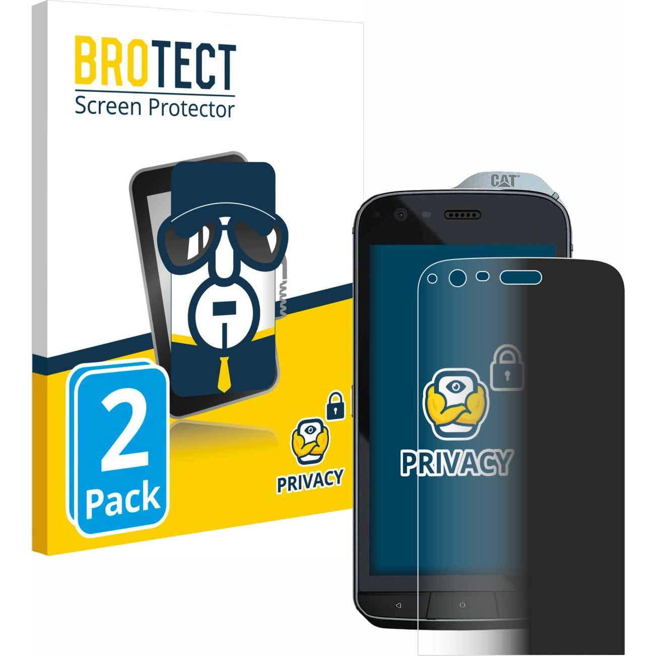 BROTECT Sichtschutzfolie Anti-Spy Privacy Folie Blaulicht-Schutz (2 Stück, CAT S61), Smartphone Schutzfolie, Blau